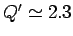 $Q' \simeq 4.3$