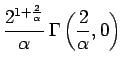 $\displaystyle \frac{ 2^{ 1 + \frac{2}{\alpha} } }{ \alpha }
\,\Gamma\left( \frac{ 2 }{ \alpha },0 \right)$